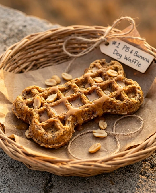 Peanut Butter and Banana Dog Waffles