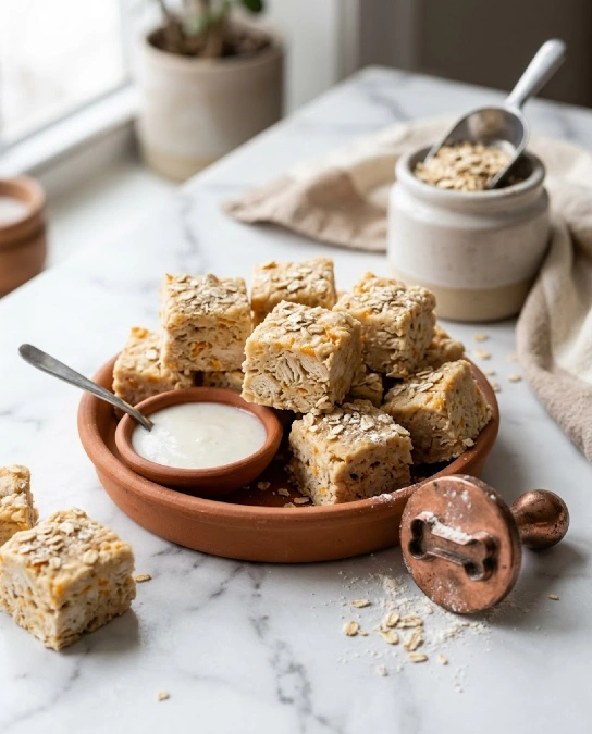 Cheesy Chicken Oatmeal Cubes