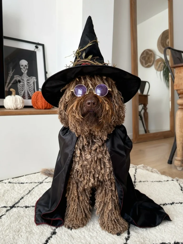 9. Witch Hat and Round Glasses with Flowing Black Cape