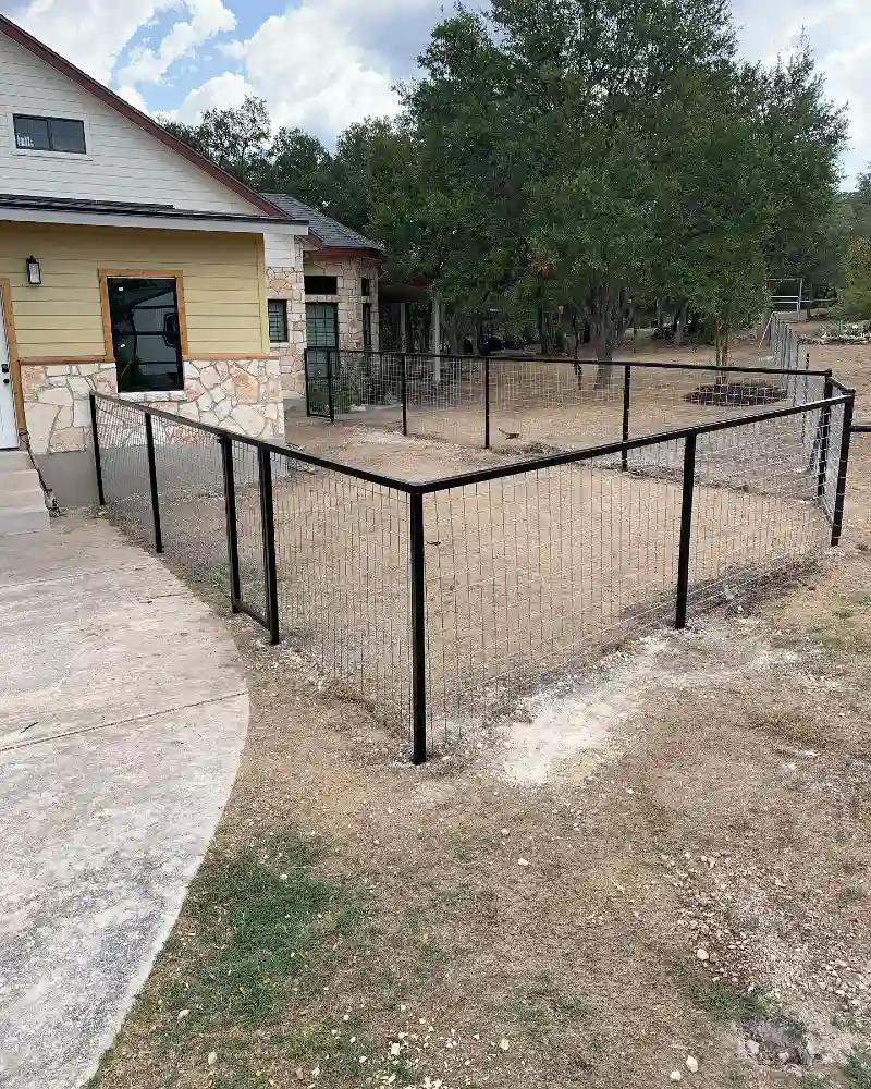 Black Metal Framed Wire Mesh Yard Fence