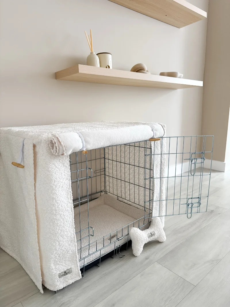 BouclΓ© Fabric Crate Cover with Rolled Canopy Panel