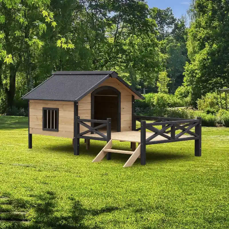 Elevated Timber Cabin with X-Rail Porch and Shingle Roof