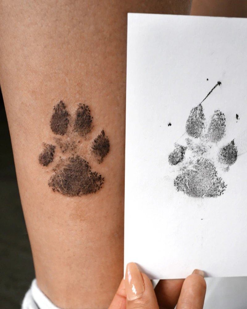 Exact Replica Ink-Pad Print Tattoo on Lower Leg