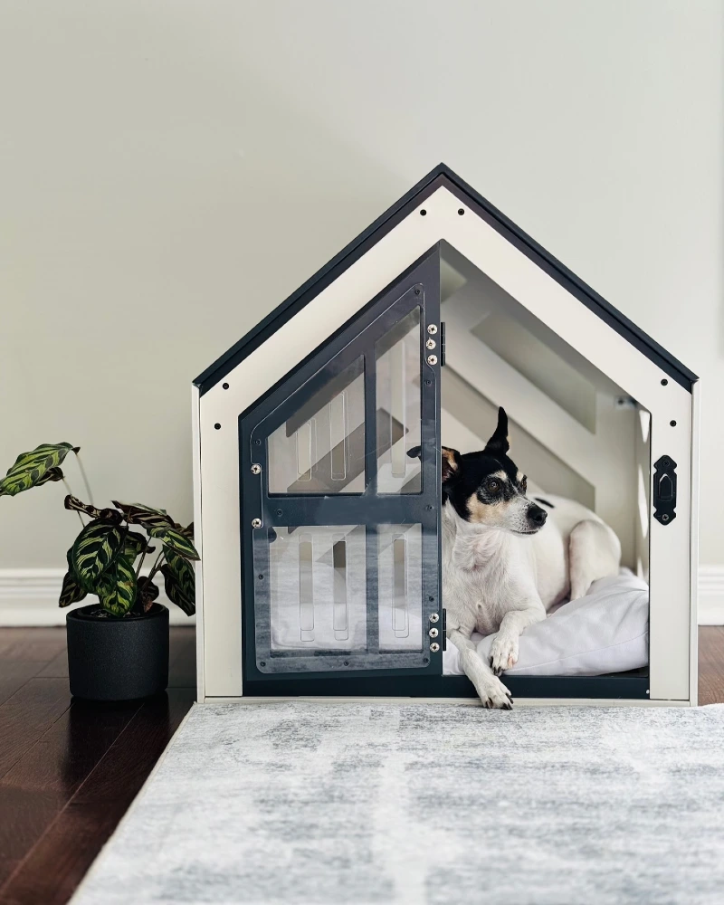 Freestanding Gabled Minimalist Dog House with Clear Acrylic Door
