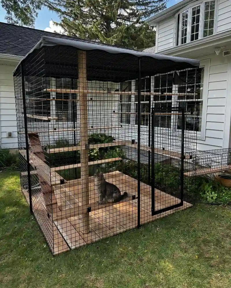Heavy-Duty Wire Play Pen with Central Sisal Scratching Post
