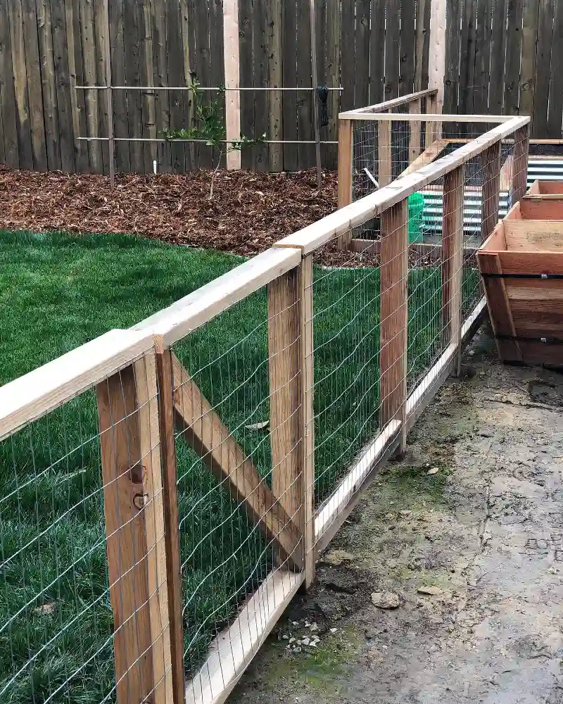 Hog Wire and Wood Frame Border Fence