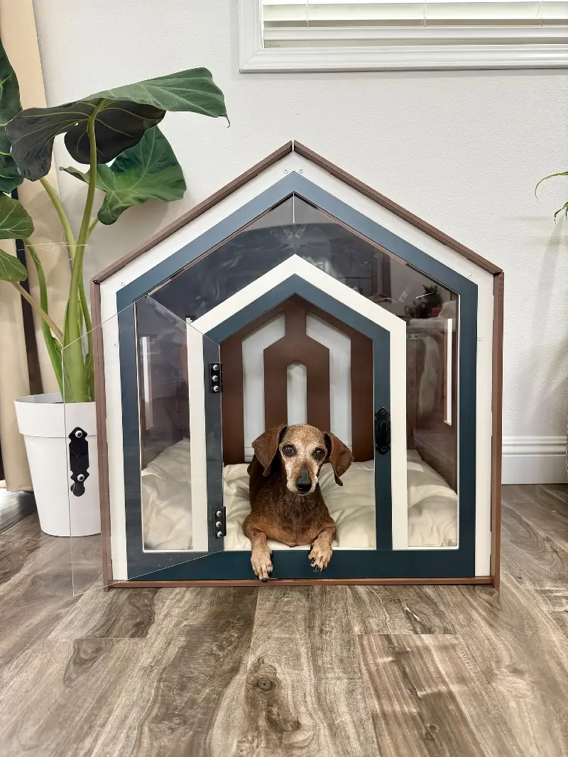Layered Chevron Gabled Crate with Glass Front Door