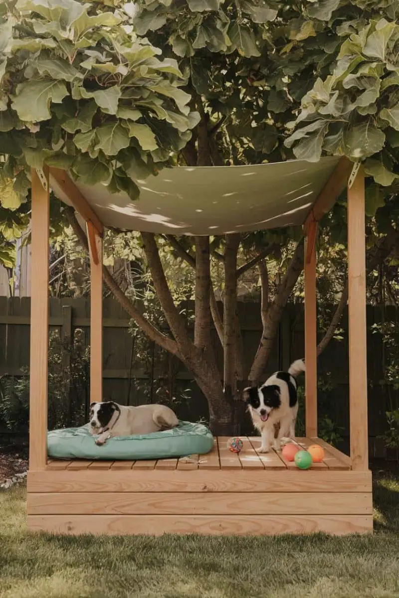 Raised Timber Deck Station with Overhead Shade Sail