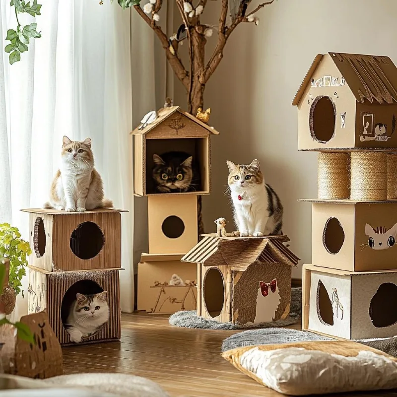 Recycled Cardboard Play Town with Gabled Roofs