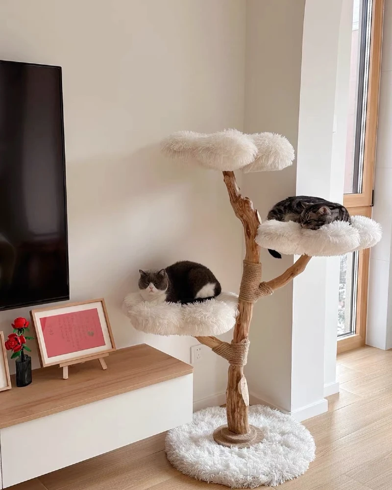 Sculptural Driftwood Tree with Plush Cloud Perches