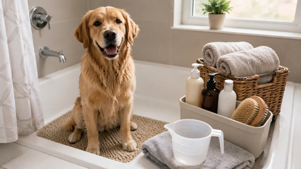 Prep the Bathroom for a Stress Free Dog Bath