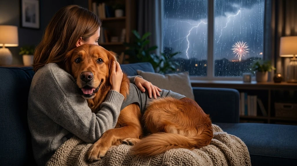 How to Calm an Anxious Dog During Fireworks and Storms