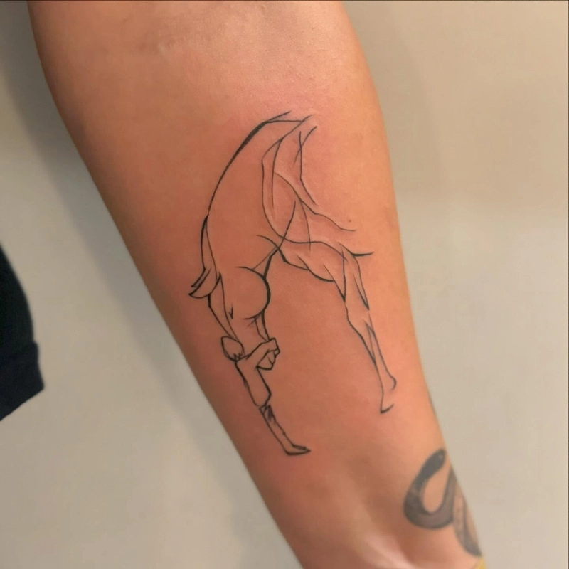 Abstract Fine-Line Gesture Sketch of a Downward Bucking Horse