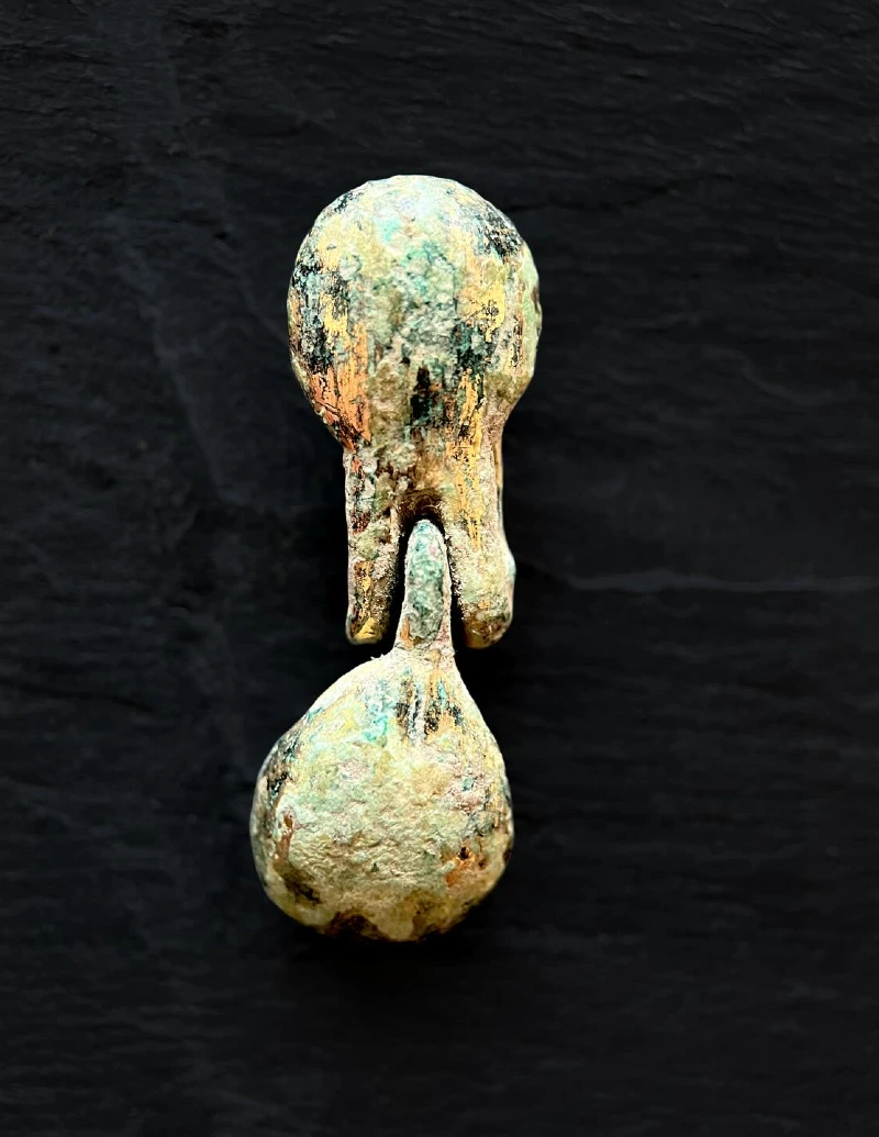 Articulated Bronze Teardrop Swivel Pendant with Verdigris Patina