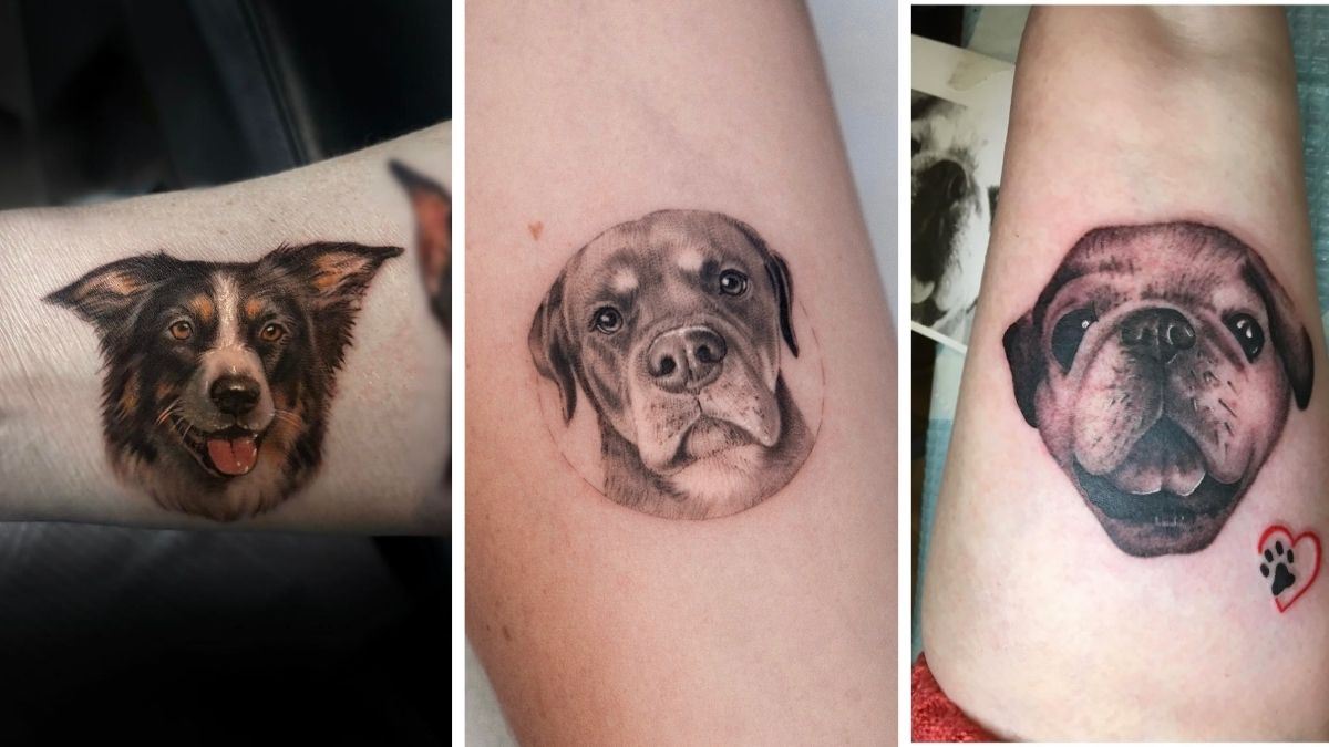 18 Dog Head Tattoo Ideas From Portrait to Line Art