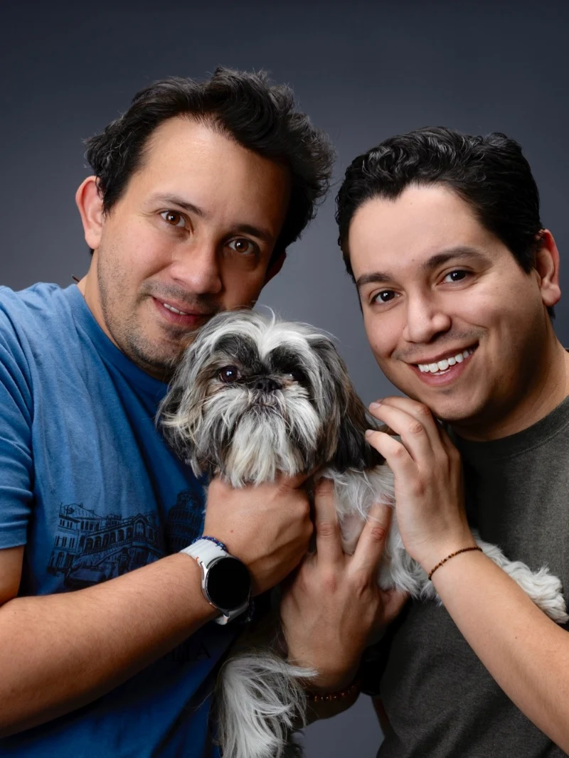 Candid Family Portrait with a Small Shih Tzu