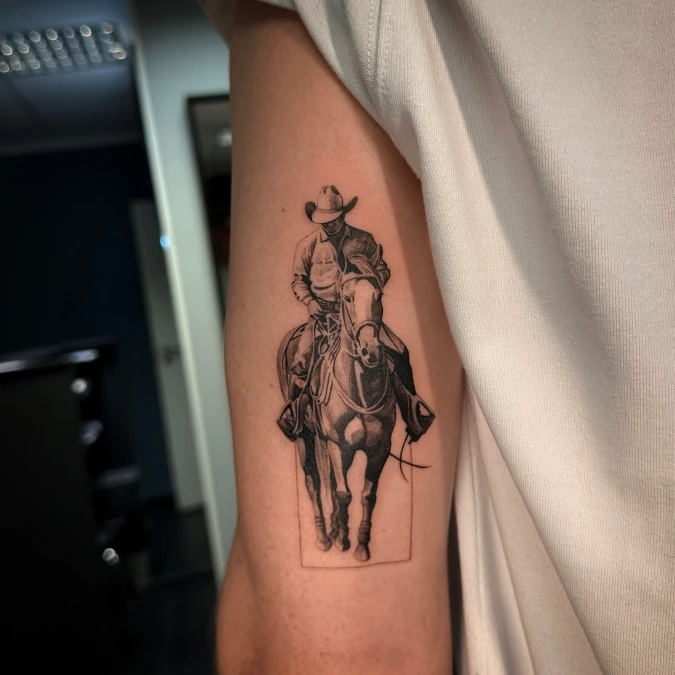 Cowboy Breaking Through Minimalist Borders