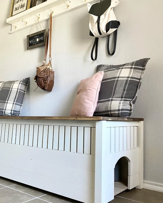 Crisp White Farmhouse Entryway Bench