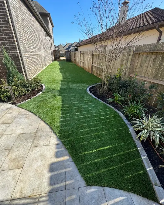 Curved Turf Path With Stone Edging