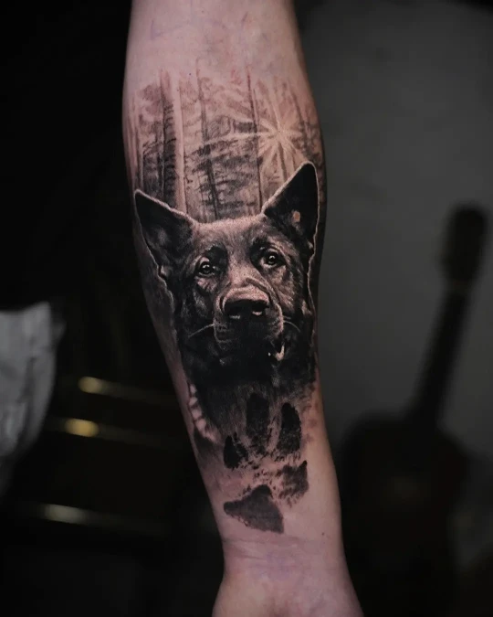 Dark Moody Realism With Faded Paw Print