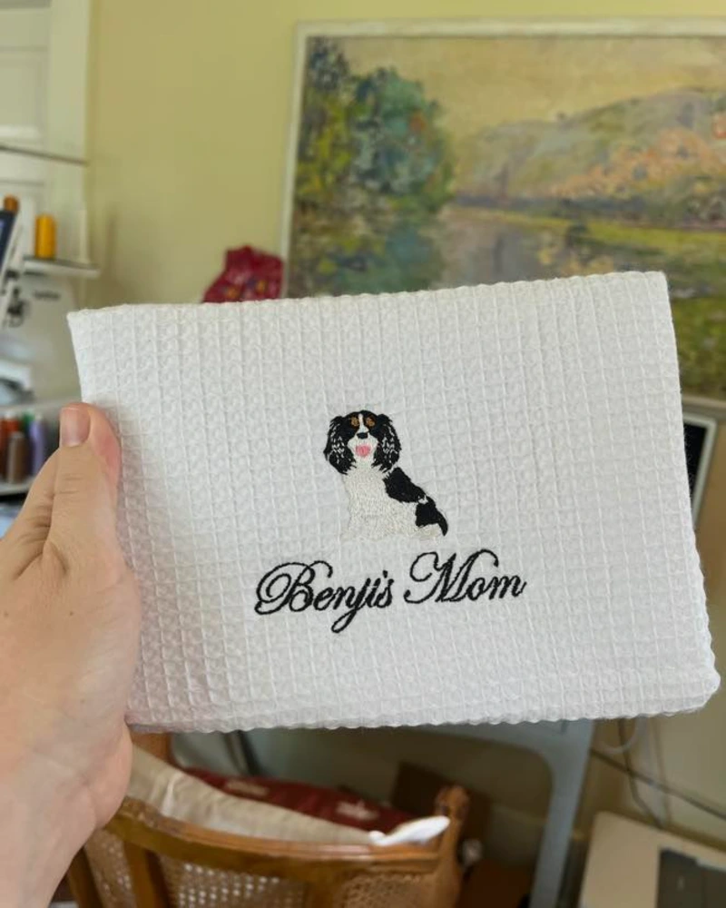Embroidered Waffle Weave Hand Towel