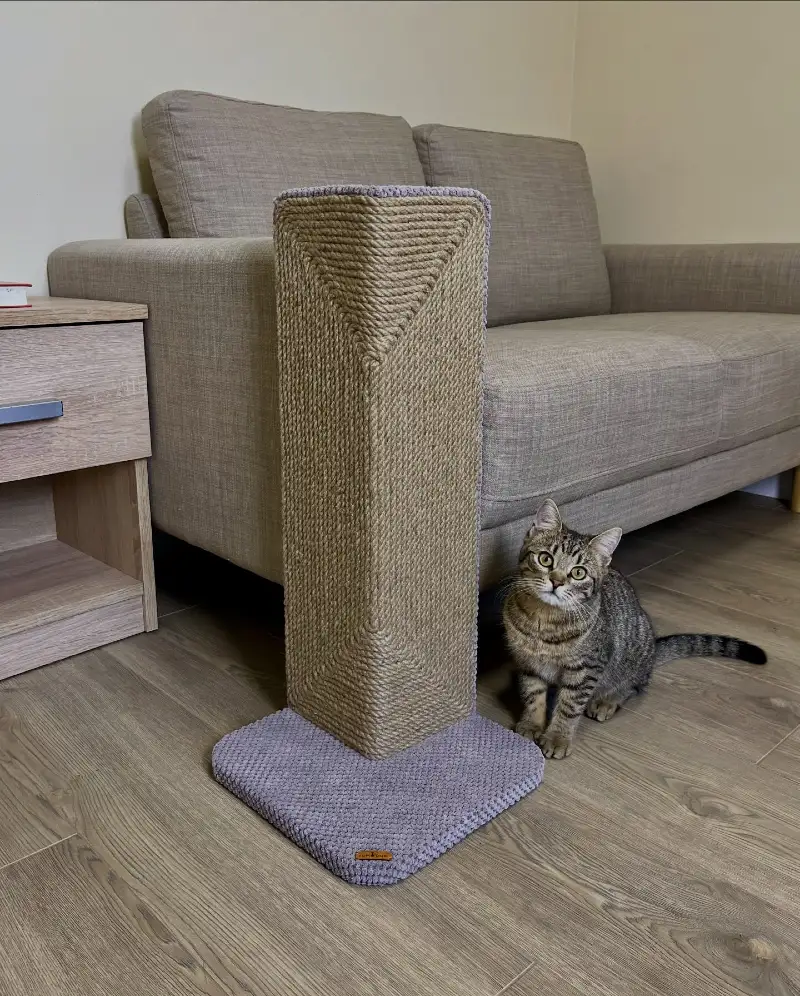 Geometric Sisal Column with Lavender Textured Base by Grey Sofa