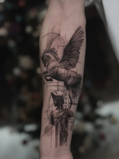 Geometric Sketch Lines Meet Classical Mythology