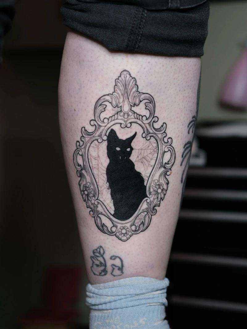 Gothic Vampire Silhouette in an Ornate Baroque Frame