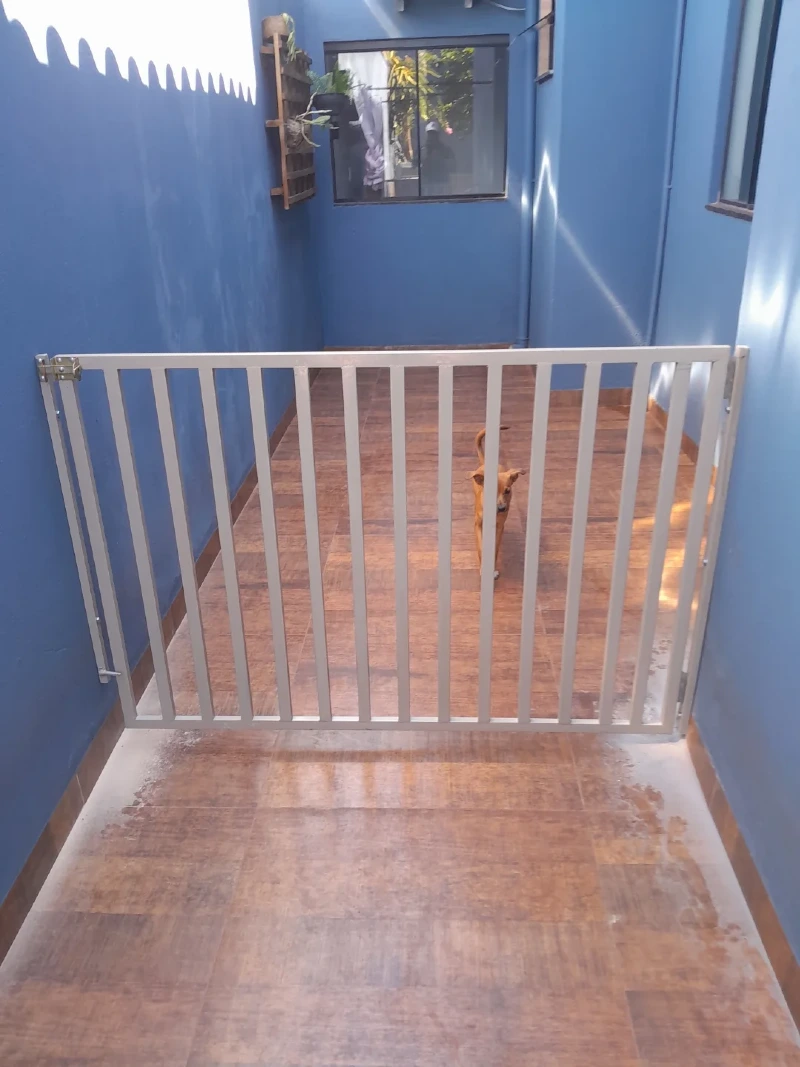 Light Grey Slatted Steel Passage Gate