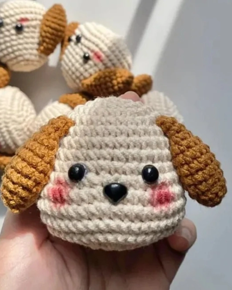Miniature Round Dog Heads with Floppy Caramel Ears
