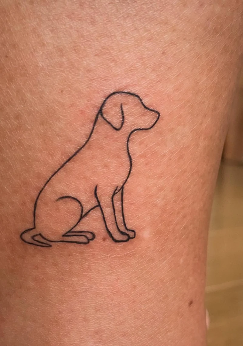 Minimalist Continuous Line Silhouette of a Sitting Labrador
