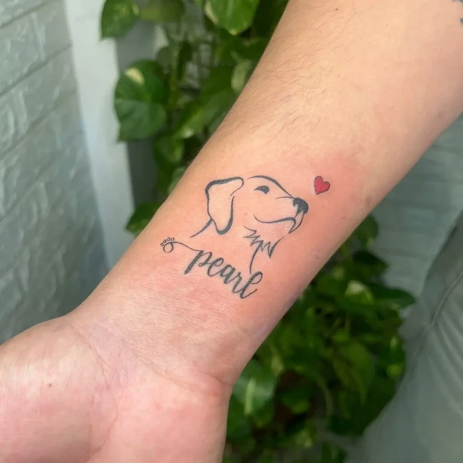Minimalist Dog Profile With Red Heart