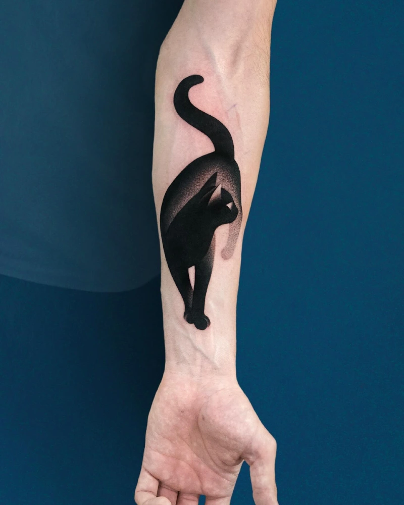 Minimalist Stippled Illusion Silhouette on an Forearm