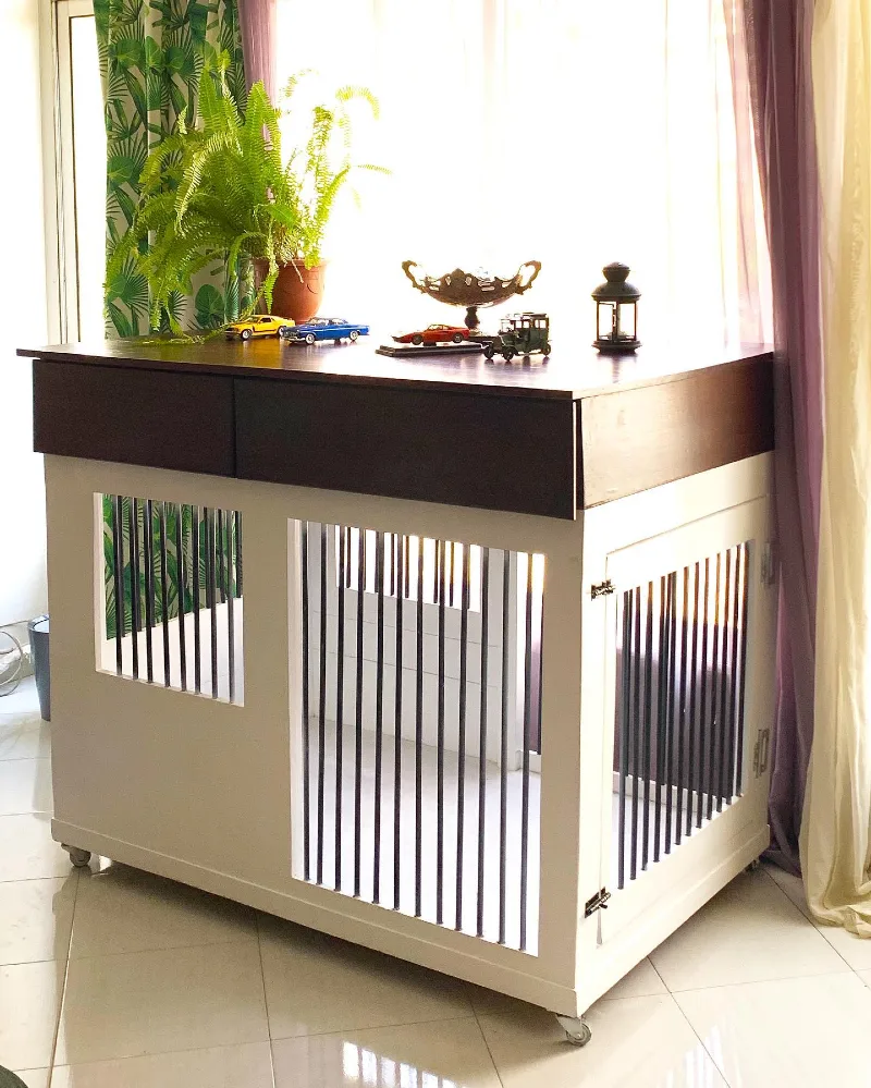 Mobile Two-Tone Crate Console with Dark Drawer Facia and Toy Car Display