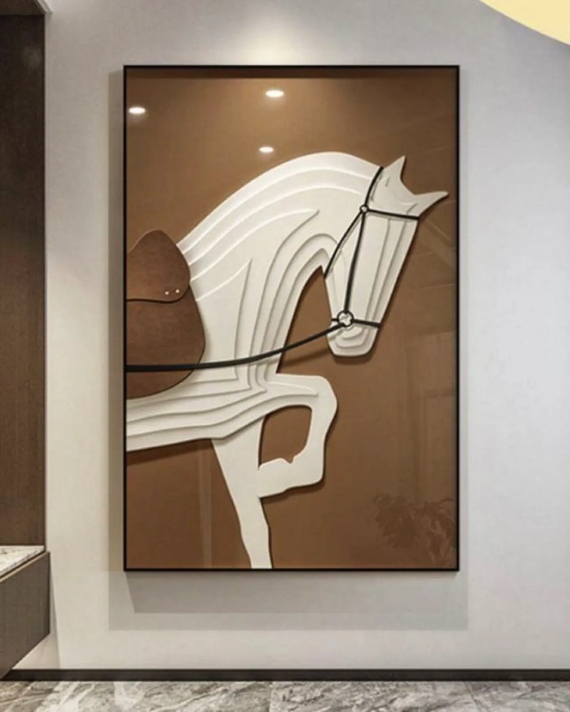 Modern Layered Relief Art with Clean Lines and Warm Terracotta Tones