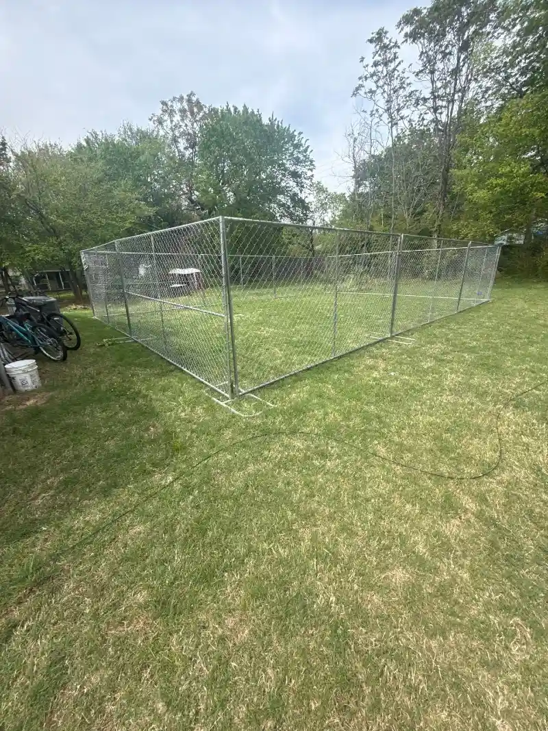 Modular Chain-Link Panels with Galvanized Base Feet