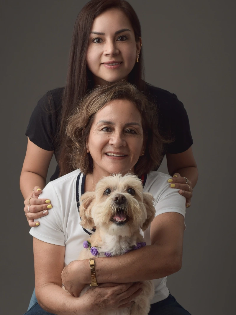 Multi-Generational Portrait with a Small Dog