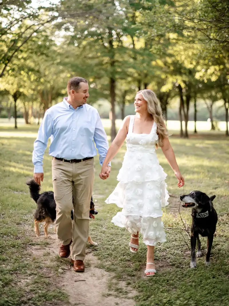 My Humans Are Getting Married Bandana with Engagement Attire in a Park