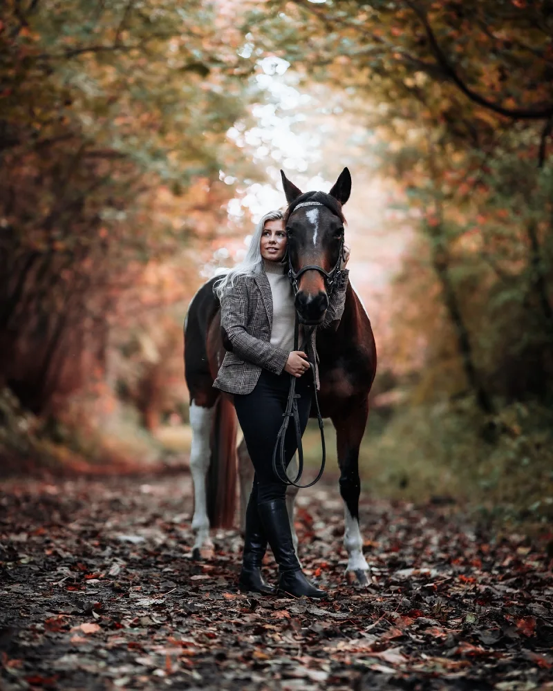 Plaid Blazer and Tall Riding Boots in an Autumn Woodland Path