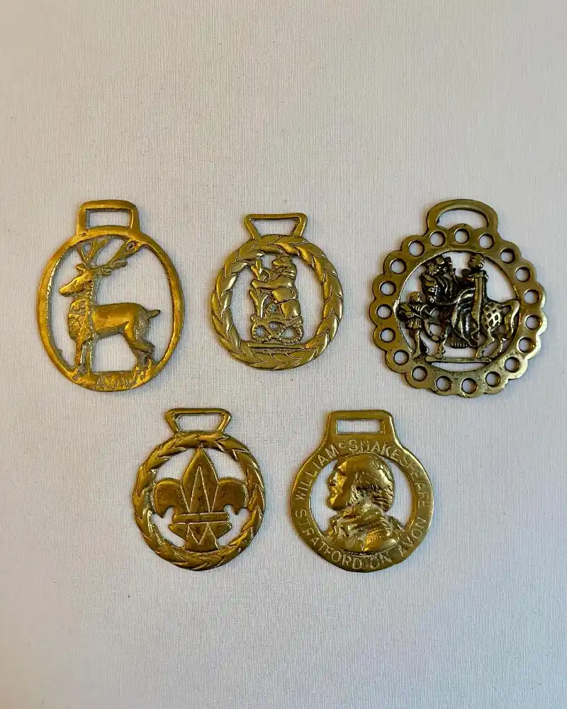 Polished Brass Medallion Set with Figural Cutout Motifs