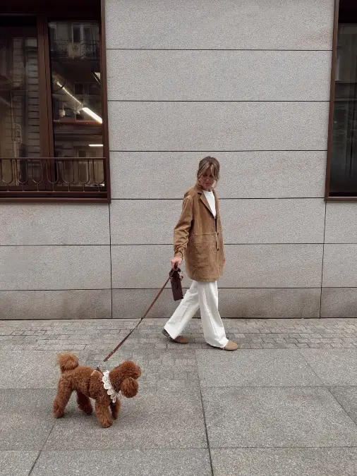 Quiet Luxury Camel Suede and Crisp White Layers