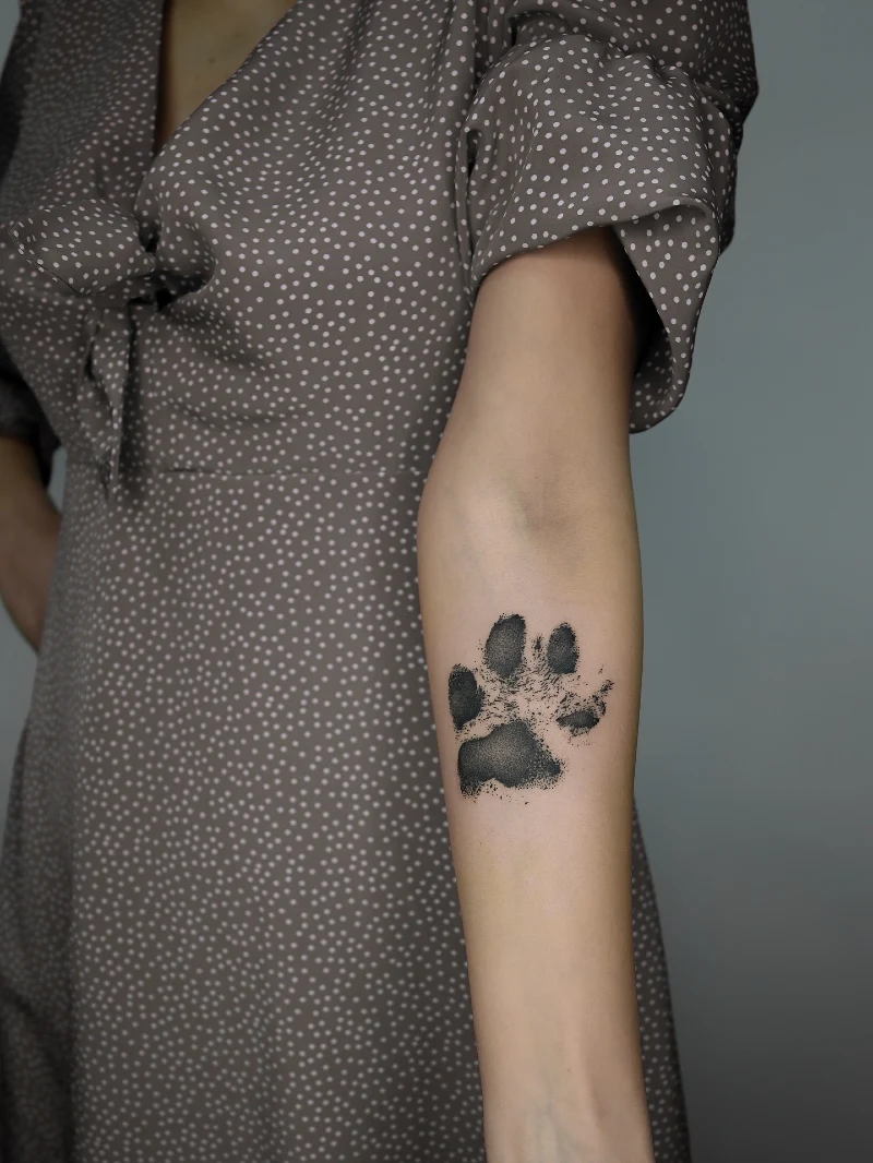 Real paw impression with soft fur texture