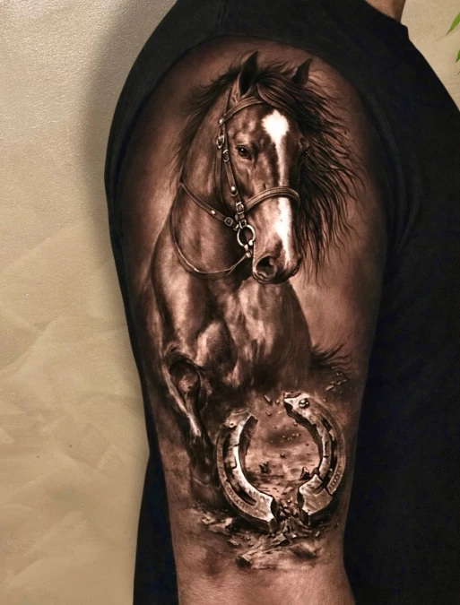 Realistic Equine Portrait With Shattered Iron