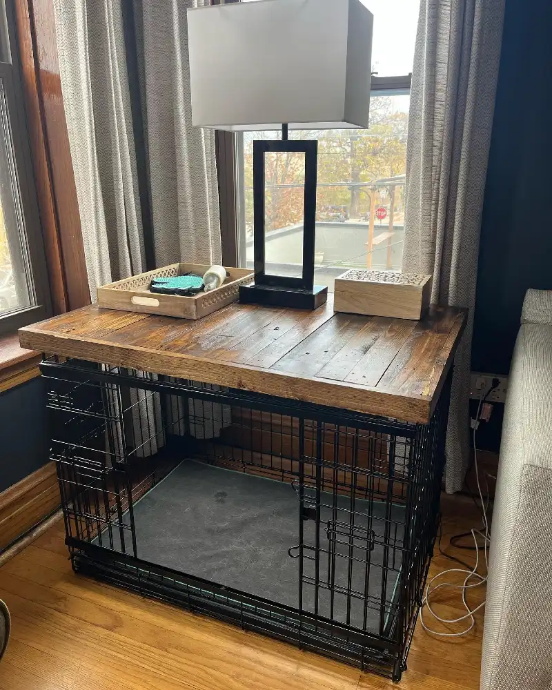 Reclaimed Wood Topper for a Standard Wire Pet Crate