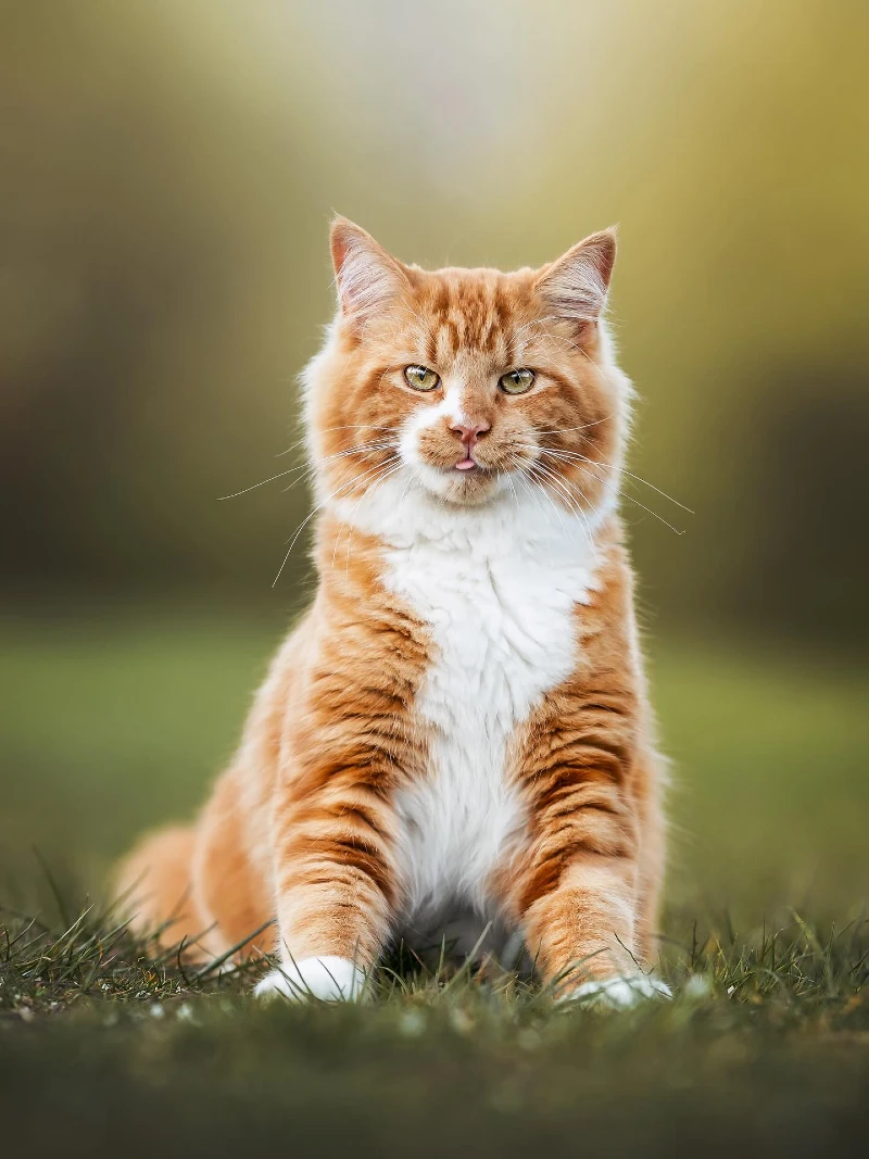 Regal Ginger Cat with a Playful Tongue