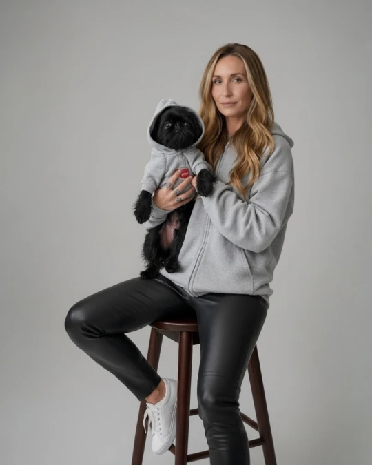 Relaxed Gray Fleece and Sleek Leather Leggings