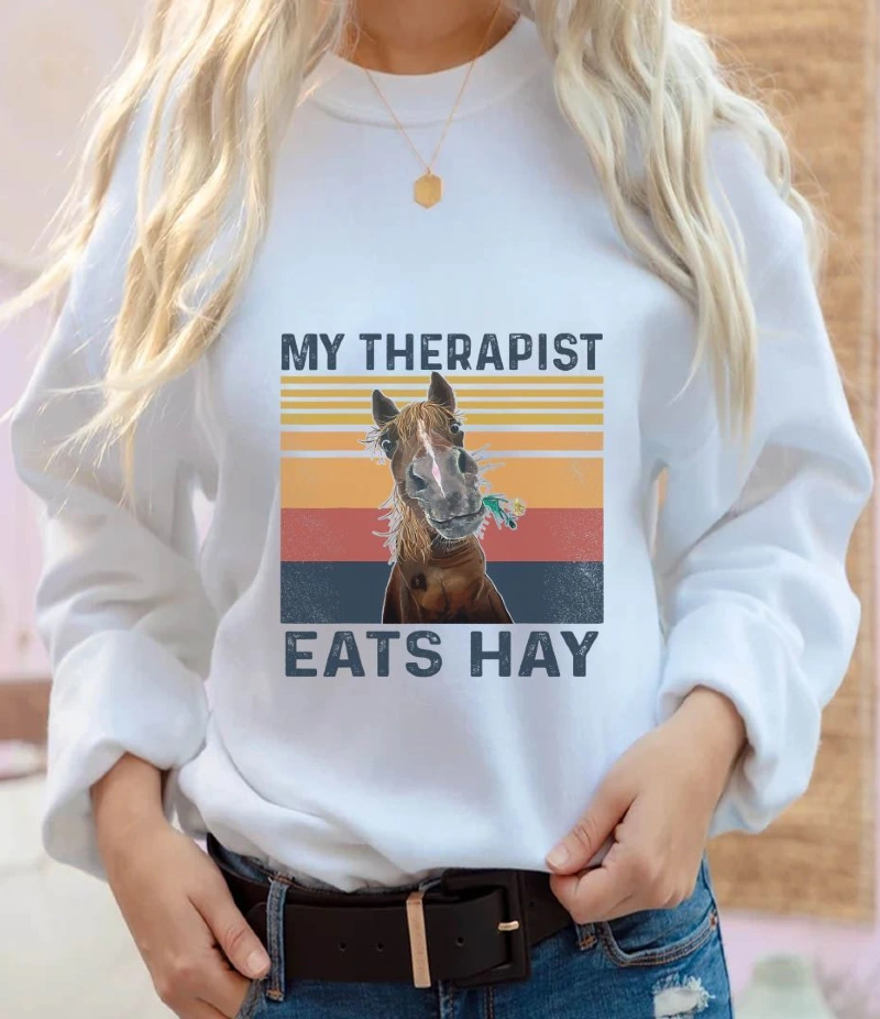 Retro Graphic Sweatshirt with Horse Graphic