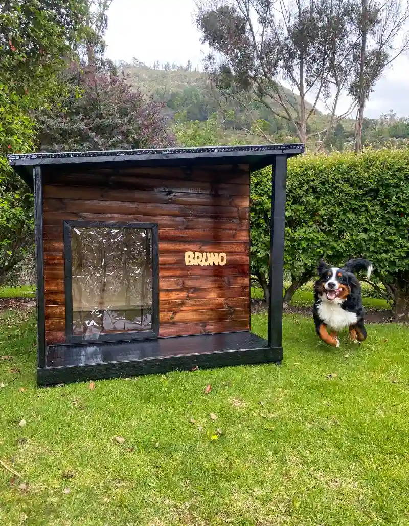Rich Stain Cabin with Clear Vinyl Door and Raised Deck Base