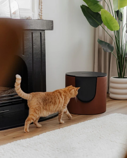 Round Brown Faux Leather Cylinder