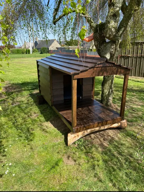 Rustic Wood Cabin On Raw Log Skids